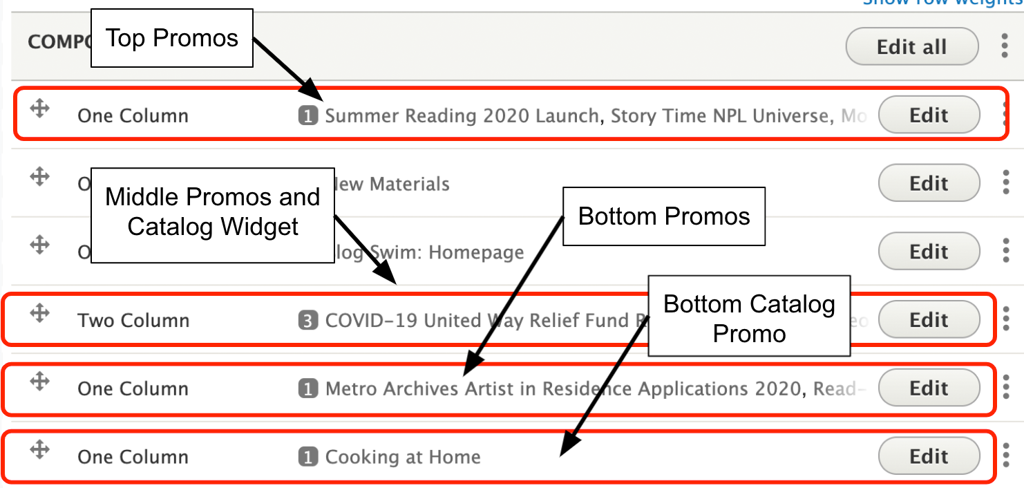 home page components