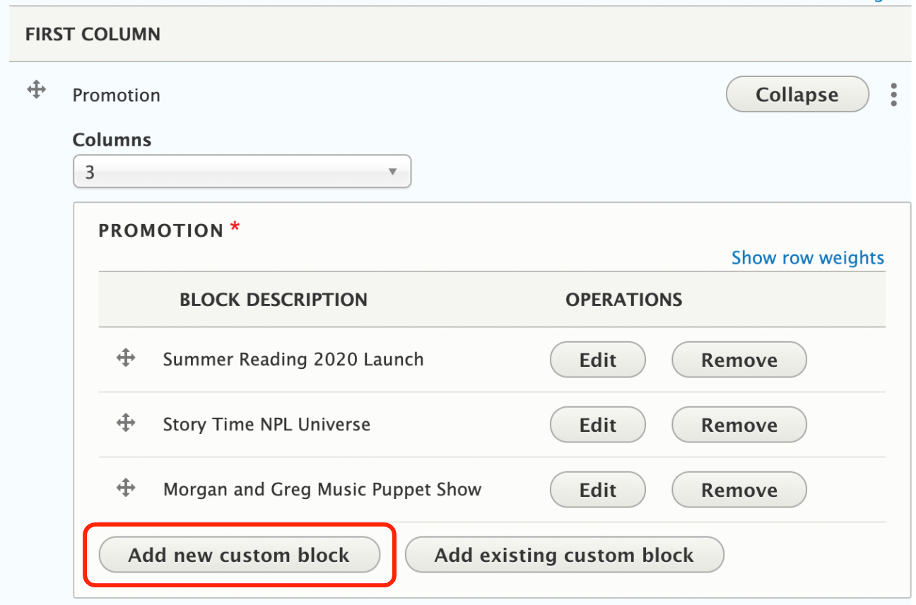 home page components
